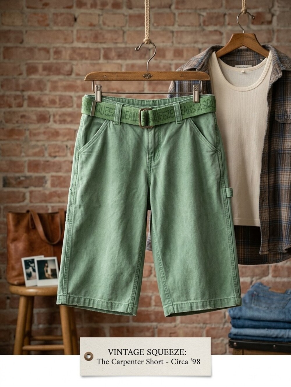 Squeeze Green Carpenter Cargo Shorts